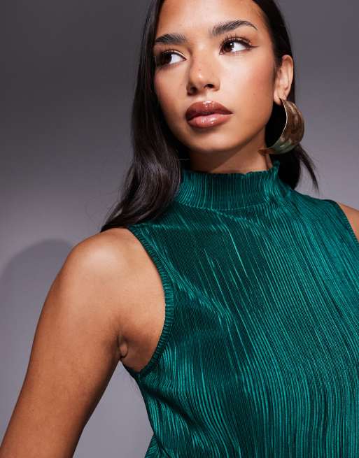 ASOS DESIGN - Robe plissée longue à col montant, 3 de 4