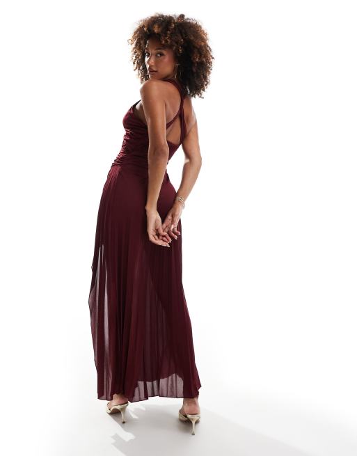 ASOS DESIGN Robe plissee mi longue a dos nu et lanieres croisees Baie