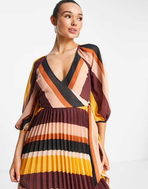 Robe portefeuille plissée hot sale