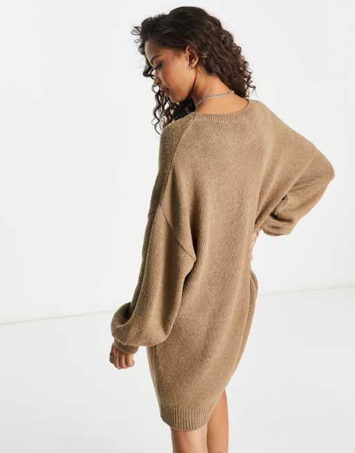 ASOS DESIGN Robe pull courte en maille Camel