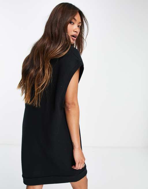 ASOS DESIGN Robe pull courte sans manches ultra douce avec col en V Noir