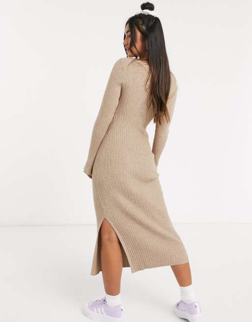 ASOS DESIGN - Robe ras de cou mi-longue côtelée, 2 de 4