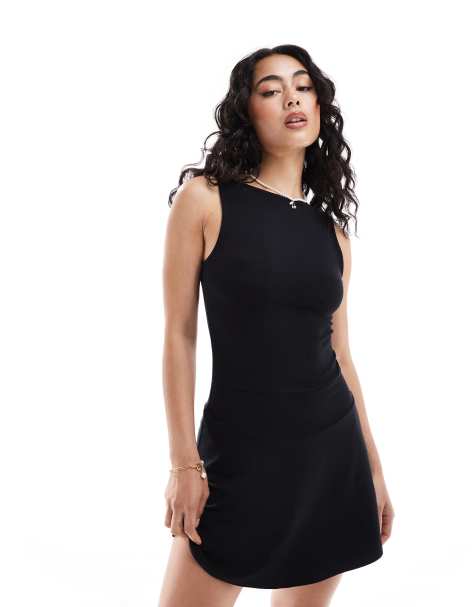 ASOS DESIGN - Robe-short courte à encolure bateau et dos ouvert - Noir - view 1