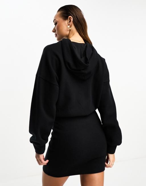 ASOS DESIGN Robe sweat a capuche courte ultra douce Noir