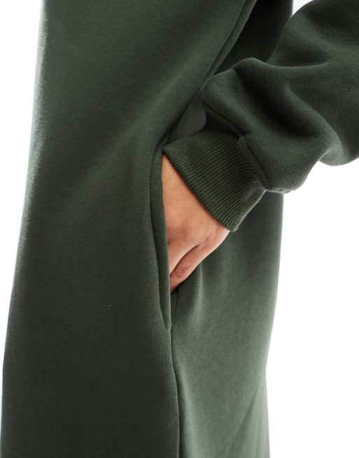 ASOS DESIGN - Robe sweat mi-longue oversize - Vert kaki, 2 de 4
