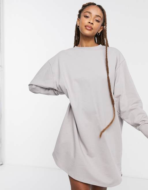 ASOS DESIGN Robe sweat oversize dos smock Gris clair ASOS