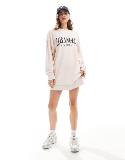 ASOS DESIGN - Robe sweat oversize à imprimé Los Angeles - Rose, 2 de 4