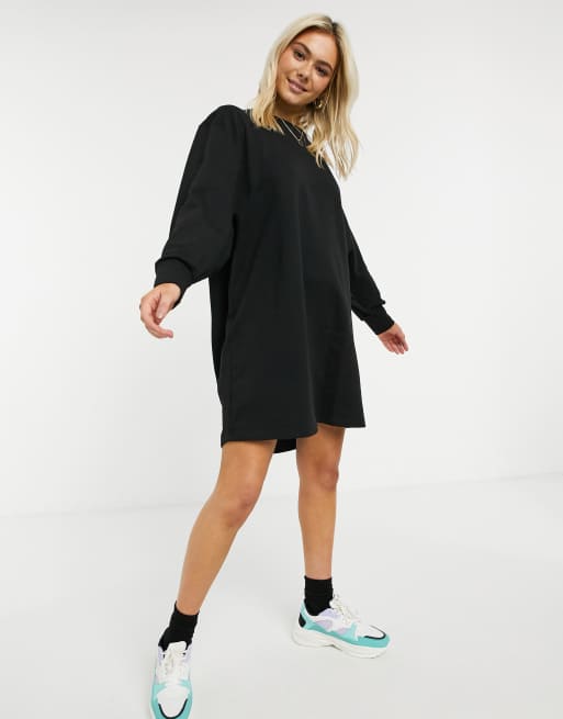 ASOS DESIGN Robe sweat oversize avec dos smock Noir