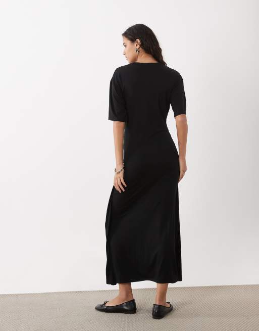 ASOS DESIGN robe t-shirt à détail noué noire, 3 de 4