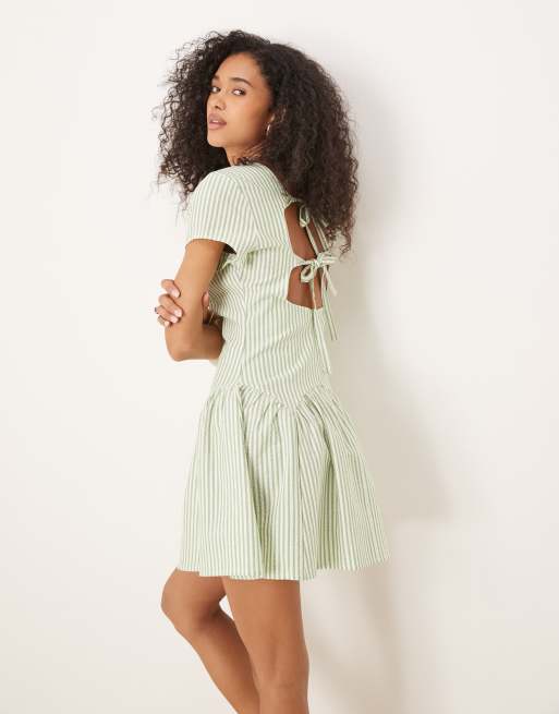 ASOS DESIGN - Robe t-shirt courte à rayures et taille basse
