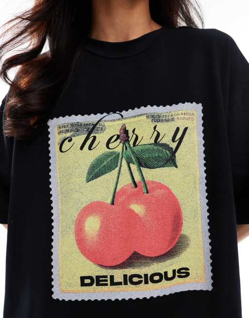 ASOS DESIGN - Robe t-shirt courte oversize imprimée - Noir, 2 de 4