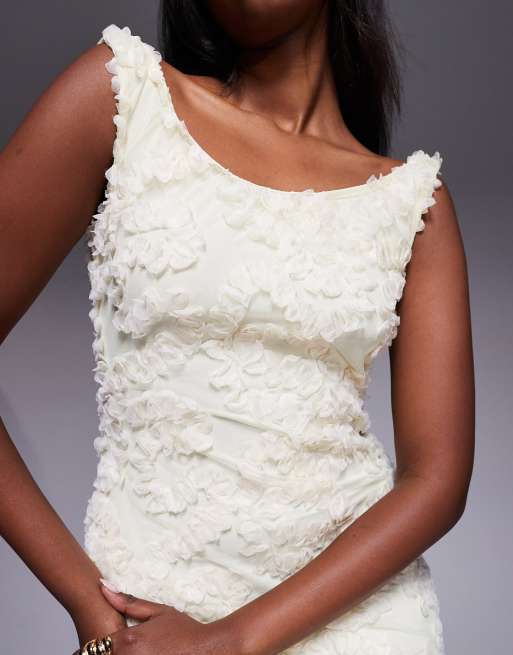 ASOS DESIGN - Robe texturée longue - Crème, 3 de 4