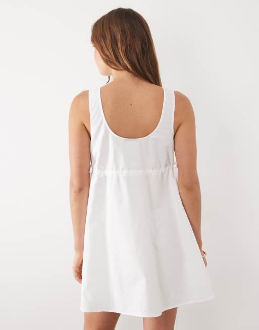 ASOS DESIGN - Robe trapèze courte à taille élastique - Blanc, 4 de 4