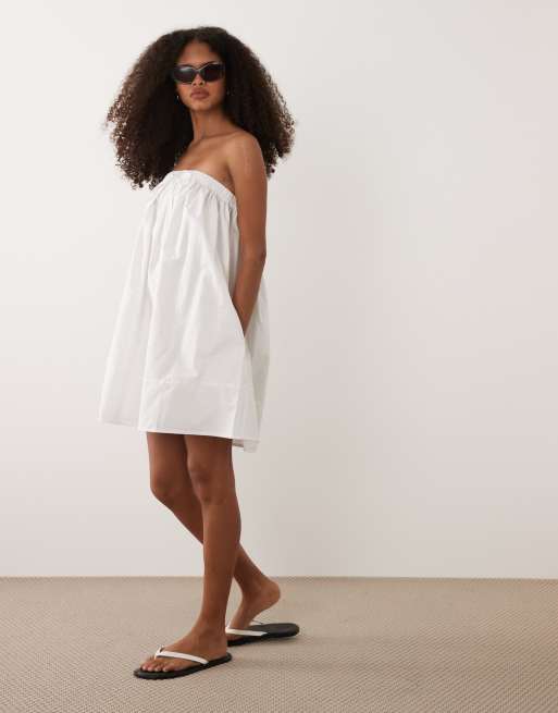 ASOS DESIGN - Robe trapèze courte coupe bandeau - Blanc, 2 de 4