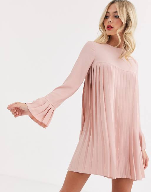 Robe manche longue rose poudré new arrivals