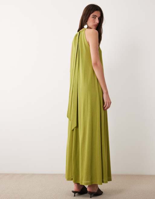 ASOS DESIGN - Robe trapèze en tulle avec liens - Olive, 4 de 4