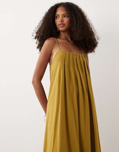 ASOS DESIGN - Robe trapèze plissée - Olive - view 1