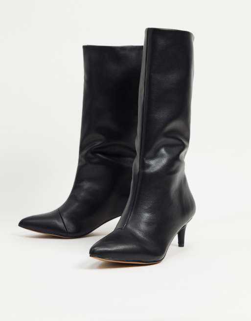 ASOS DESIGN Roberts pull on mid-heeled boots in black | ASOS