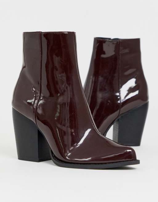 Burgundy patent ankle boots sale