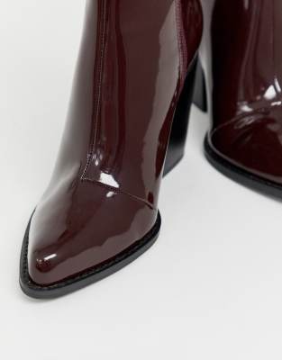 burgundy patent boots