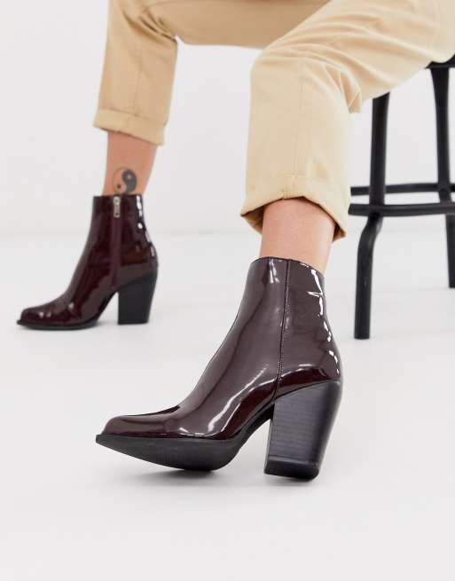 Burgundy patent hot sale ankle boots