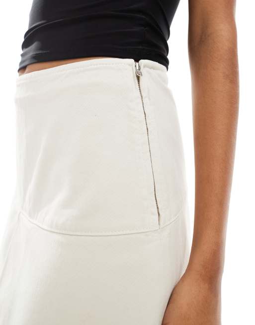 ASOS DESIGN – Rock in Ecru aus Baumwoll-Twill in außergewöhnlicher Länge, 4 von 5