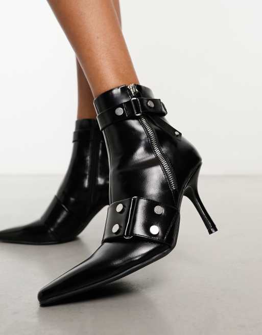 Studded pointed toe store booties