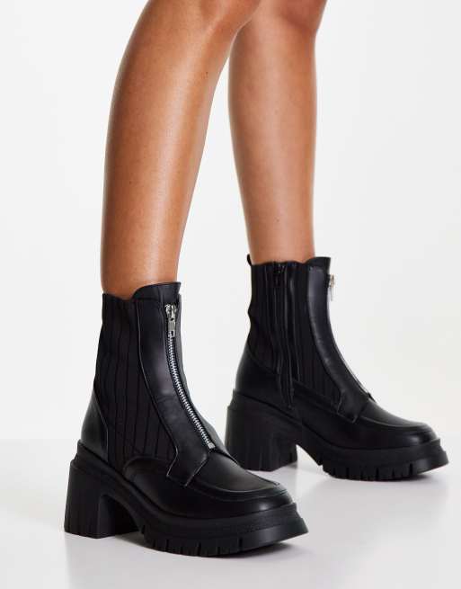 ASOS DESIGN – Rocky – Svarta grova boots med dragkedja framtill