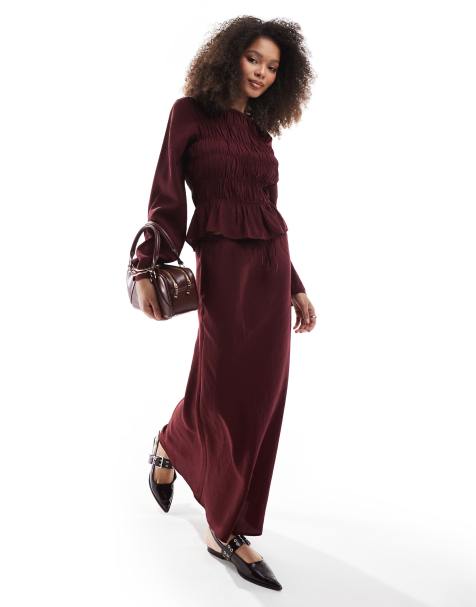 ASOS DESIGN – Röd, asymmetrisk maxikjol i modal - view 1