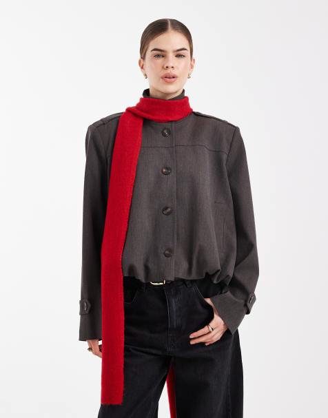 ASOS DESIGN – Röd, fluffig, smal halsduk - view 1