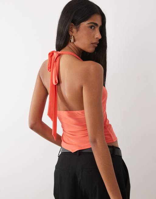 ASOS DESIGN – Röd, fyrkantig topp med halterneck och rysch, 4 av 4