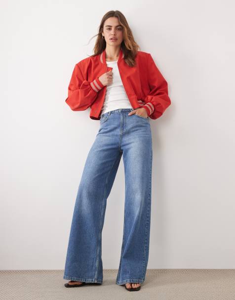 ASOS DESIGN – Röd, kort bomberjacka med axelvaddar - view 1