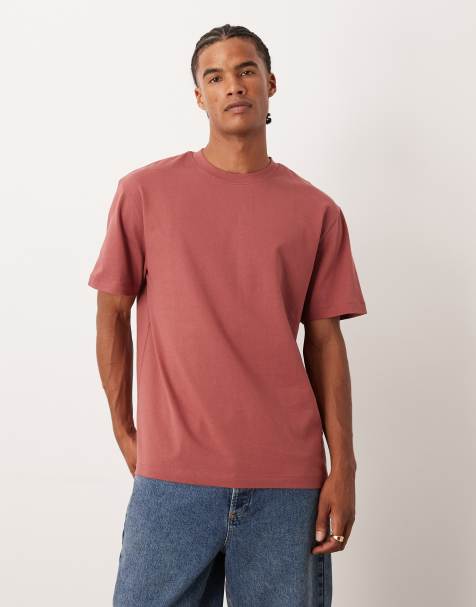 ASOS DESIGN – Röd, kraftig t-shirt med avslappnad passform - view 1