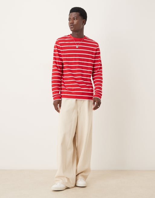 ASOS DESIGN – Röd och vit, randig t-shirt med långa ärmar , 2 av 5