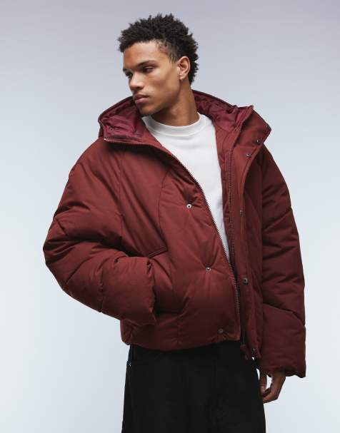 ASOS DESIGN – Röd pufferjacka i oversize med huva - view 1
