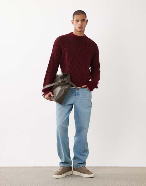 ASOS DESIGN – Röd, ribbstickad tröja i oversize, 2 av 5