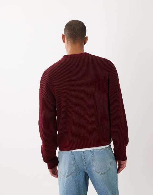 ASOS DESIGN – Röd, ribbstickad tröja i oversize, 5 av 5