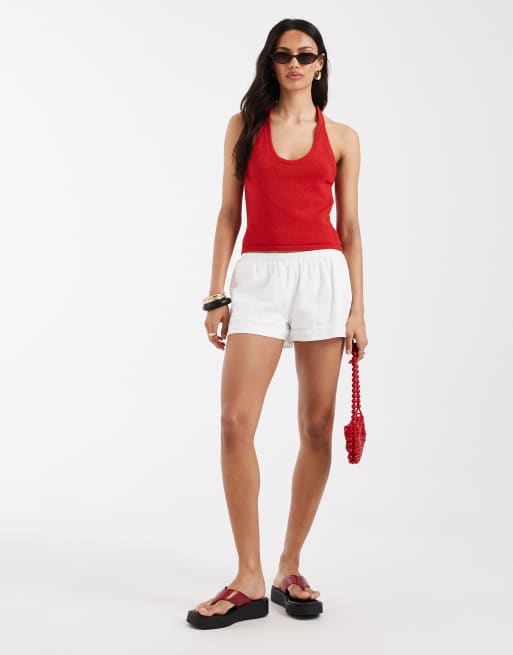 ASOS DESIGN – Röd, stickad topp med halterneck och pärlor, 2 av 4