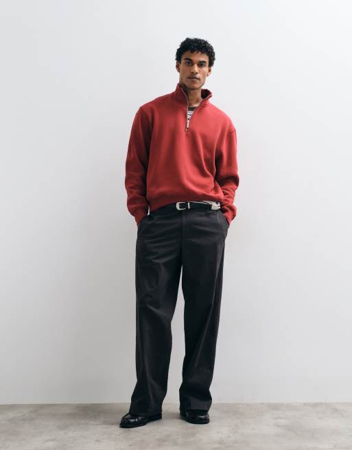 ASOS DESIGN – Röd sweatshirt med boxig oversize-passform och kvartslång dragkedja, 3 av 5