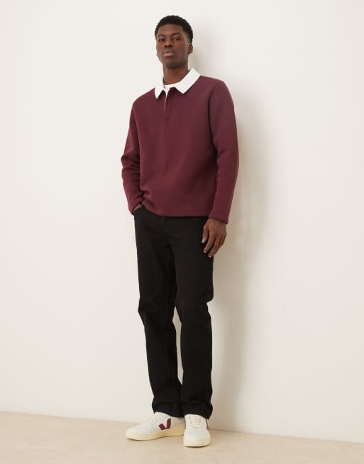 ASOS DESIGN – Röd sweatshirt med kontrastfärgad pikékrage, 2 av 5