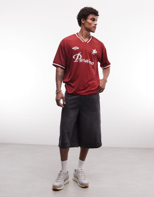 ASOS DESIGN – Röd t-shirt i oversize med fotbollstryck, 3 av 5