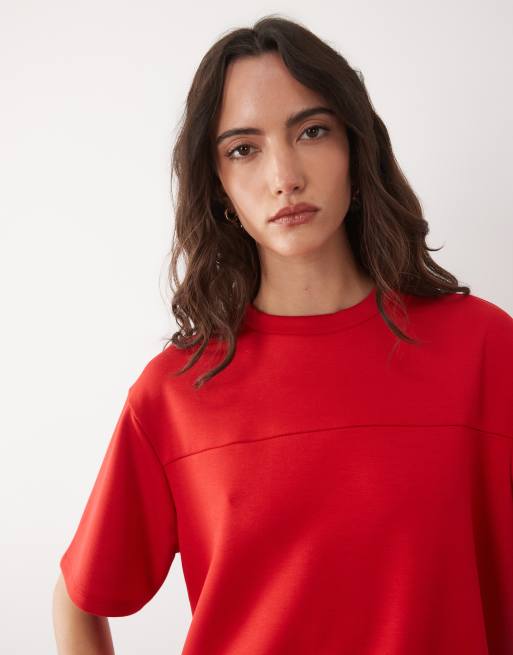 ASOS DESIGN – Röd t-shirt med dekorativ söm, del av set, 3 av 4