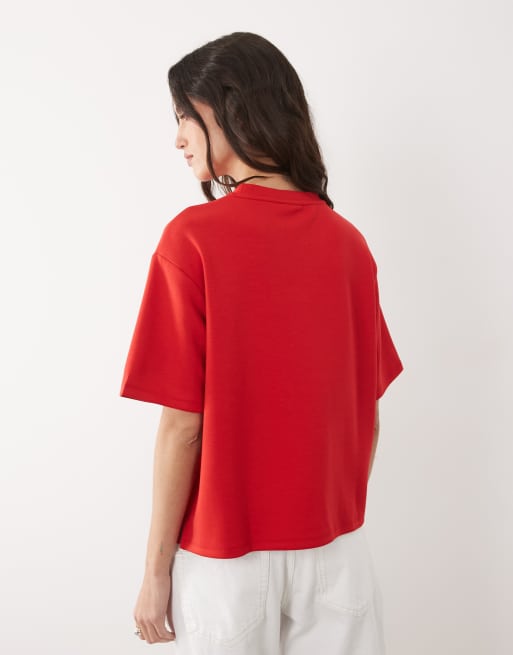 ASOS DESIGN – Röd t-shirt med dekorativ söm, del av set, 4 av 4