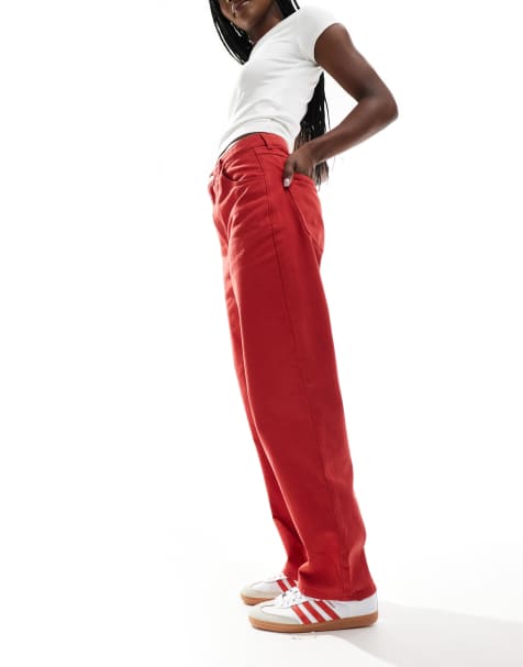 ASOS DESIGN – Röda dad jeans - view 1