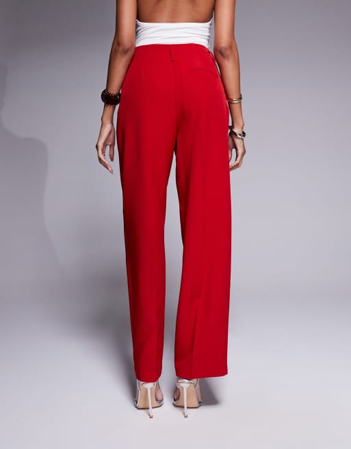 ASOS DESIGN – Röda, figursydda byxor med korsett och cocoon-ben, del av set, 4 av 5