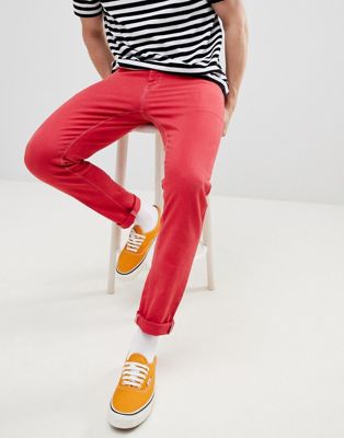 ASOS DESIGN – Röda jeans i smal passform