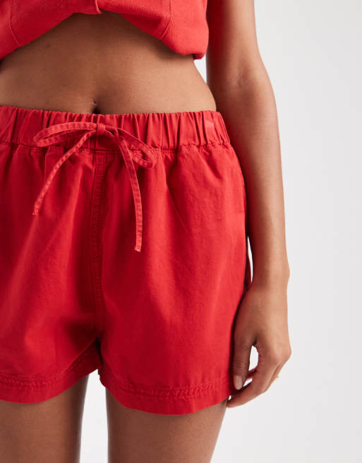 ASOS DESIGN – Röda jeansshorts i mjukisstil med elastisk midja, 3 av 5