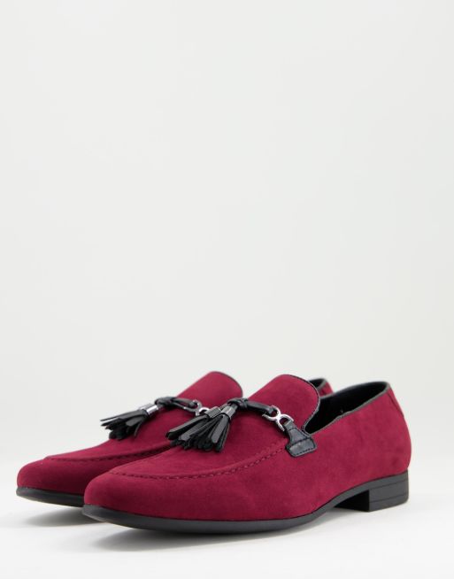 ASOS DESIGN – Röda loafers i läderimitation med tofsar