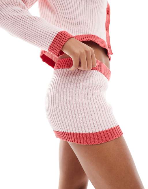 ASOS DESIGN – Röda och rosa, stickade mikroshorts, del av set, 2 av 5