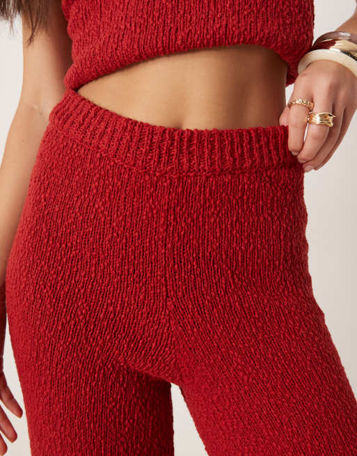 ASOS DESIGN – Röda, stickade byxor i slubtyg, del av set, 5 av 5